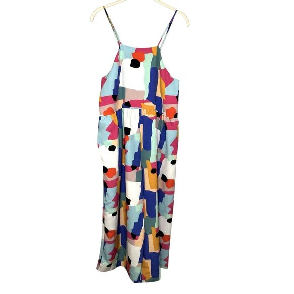 Crosby by Mollie Burch Jumpsuit Womens Small Abstract Wide Leg Pockets Romper - Picture 1 of 8